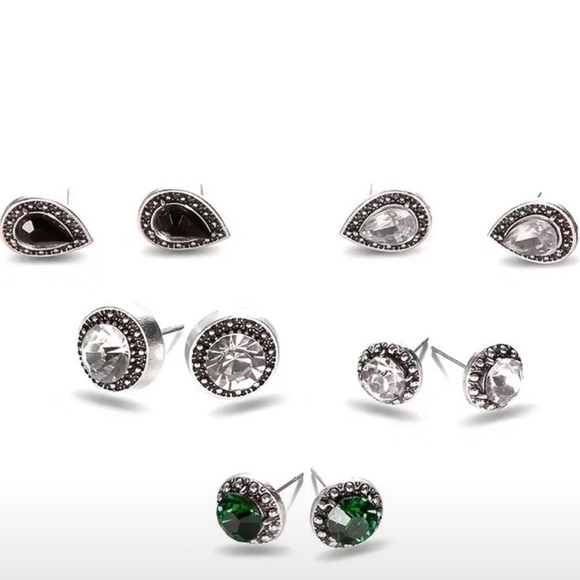 Women’s Gemstone Crystal Stud Earrings Set Boho Fashion Earrings Jewelry - Picture 2 of 6